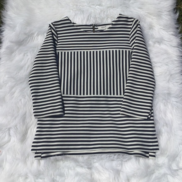 Madewell Tops - Madewell White/Navy Striped Gallerist Ponte Top